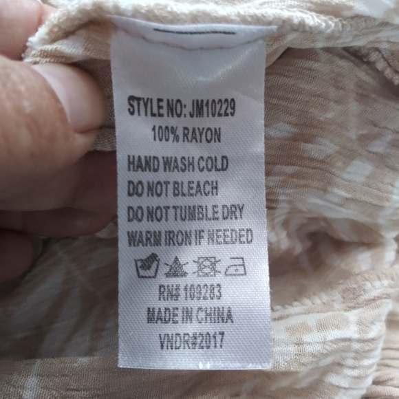 Ocean Drive Cream Tan Multi Print Boho Wide Leg Pull On Pants Size M - Picture 7 of 7